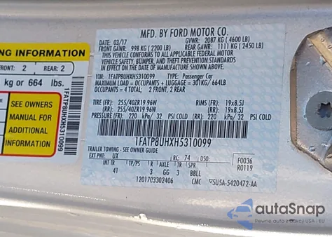 2017 Ford Mustang Ecoboost Premium z USA, uszkodzony, nr VIN 1FATP8UHXH5310099